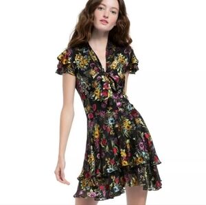 Alice + Olivia Moore Ruffle Tiered Floral Dress Size 2 NWOT